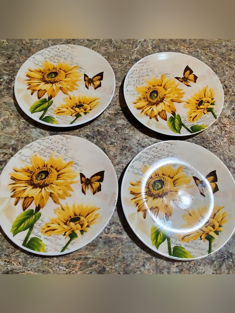 PFALTZGRAFF SET OF 4 . SUNFLOWER  6IN SALAD PLATE. BUTTERFLY